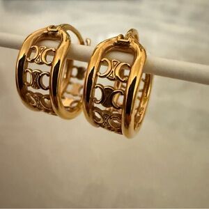 CELINE logo hoop earrings